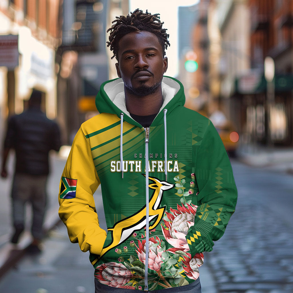 South Africa Rugby Personalized Bokke Champions Zip Hoodie