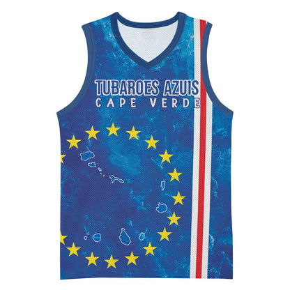 Cape Verde Tubaroes Azuis Custom Basketball Jersey Break The Waves - African Pride