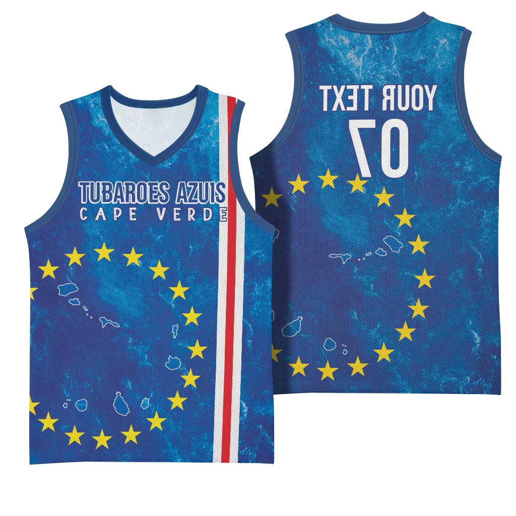 Cape Verde Tubaroes Azuis Custom Basketball Jersey Break The Waves - African Pride