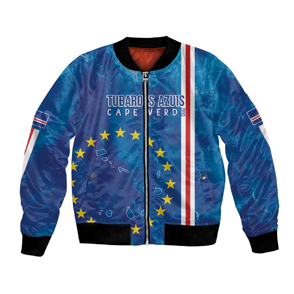 Cape Verde Tubaroes Azuis Custom Bomber Jacket Break The Waves - African Pride