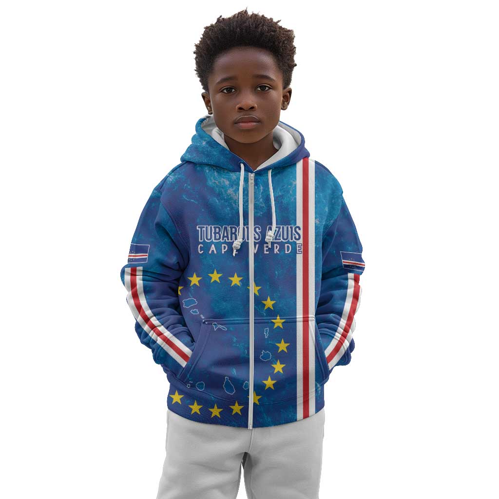 Cape Verde Tubaroes Azuis Custom Kid Hoodie Break The Waves - African Pride