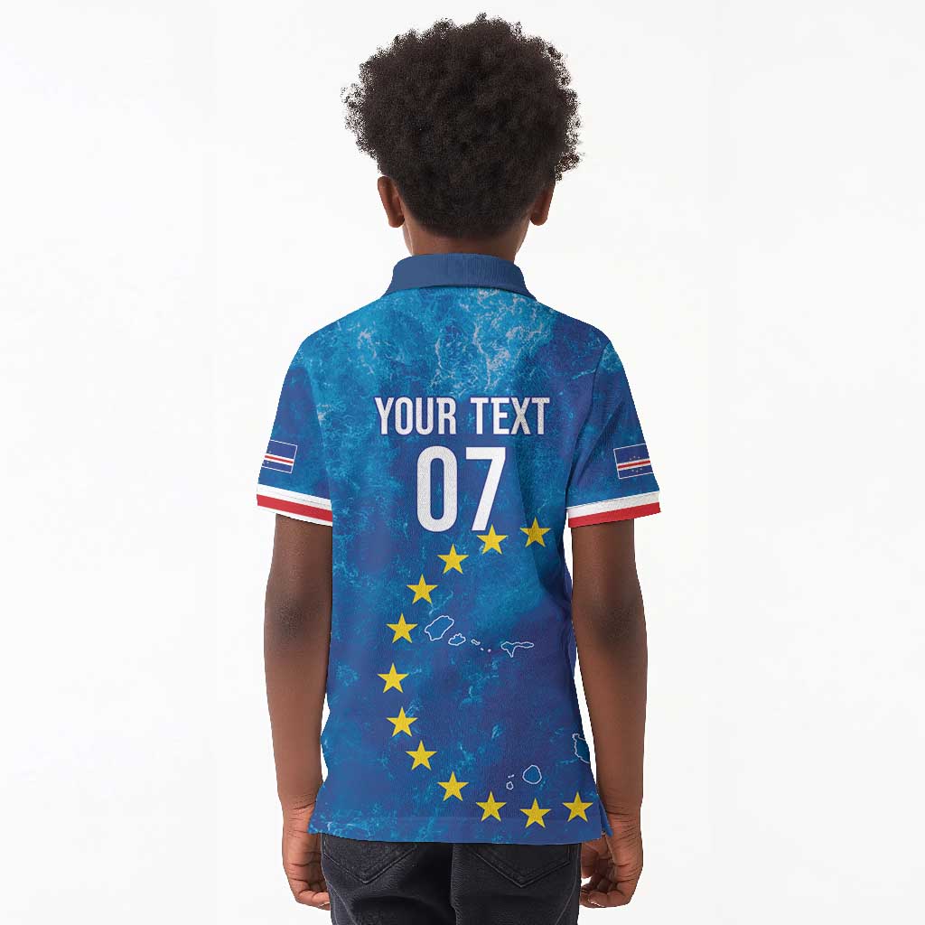 Cape Verde Tubaroes Azuis Custom Kid Polo Shirt Break The Waves - African Pride