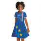 Cape Verde Tubaroes Azuis Custom Kid Short Sleeve Dress Break The Waves - African Pride