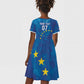 Cape Verde Tubaroes Azuis Custom Kid Short Sleeve Dress Break The Waves - African Pride