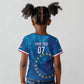 Cape Verde Tubaroes Azuis Custom Kid T shirt Break The Waves - African Pride