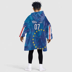 Cape Verde Tubaroes Azuis Custom Kid Wearable Blanket Hoodie Break The Waves - African Pride