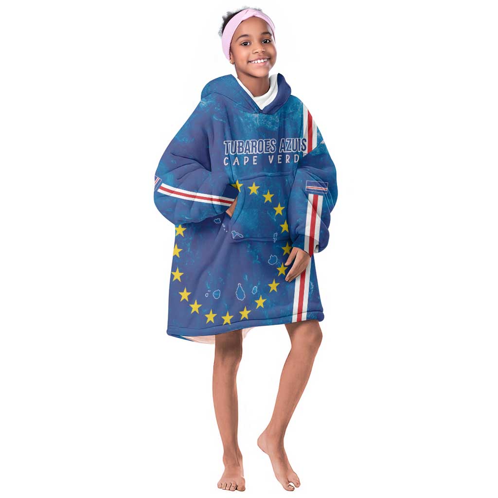 Cape Verde Tubaroes Azuis Custom Kid Wearable Blanket Hoodie Break The Waves - African Pride
