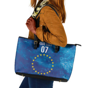Cape Verde Tubaroes Azuis Custom Leather Tote Bag Break The Waves - African Pride