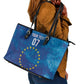 Cape Verde Tubaroes Azuis Custom Leather Tote Bag Break The Waves - African Pride
