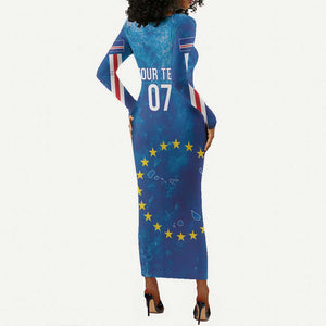 Cape Verde Tubaroes Azuis Custom Long Sleeve Bodycon Dress Break The Waves - African Pride