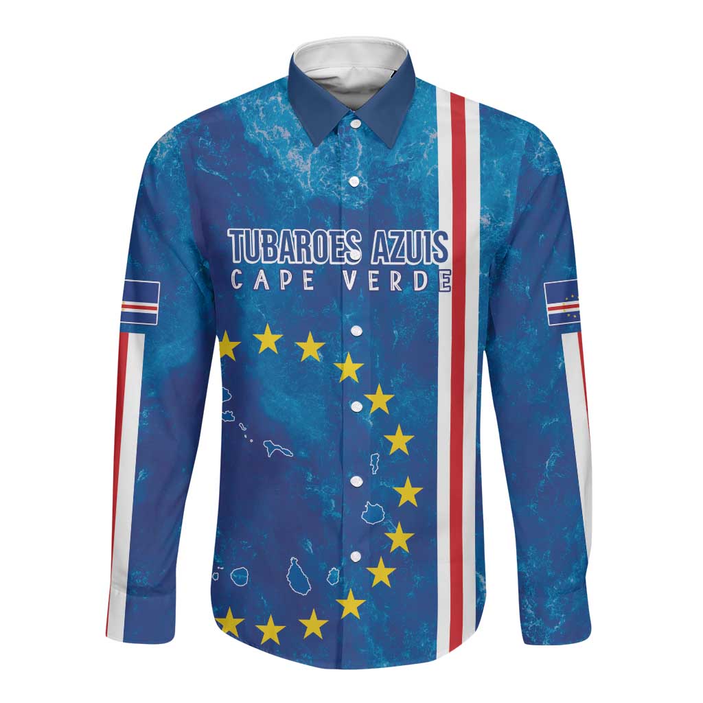 Cape Verde Tubaroes Azuis Custom Long Sleeve Button Shirt Break The Waves - African Pride
