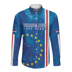 Cape Verde Tubaroes Azuis Custom Long Sleeve Button Shirt Break The Waves - African Pride