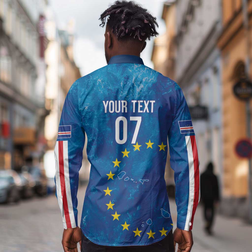 Cape Verde Tubaroes Azuis Custom Long Sleeve Button Shirt Break The Waves - African Pride