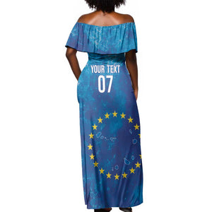 Cape Verde Tubaroes Azuis Custom Off Shoulder Maxi Dress Break The Waves - African Pride