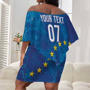 Cape Verde Tubaroes Azuis Custom Off Shoulder Short Dress Break The Waves - African Pride