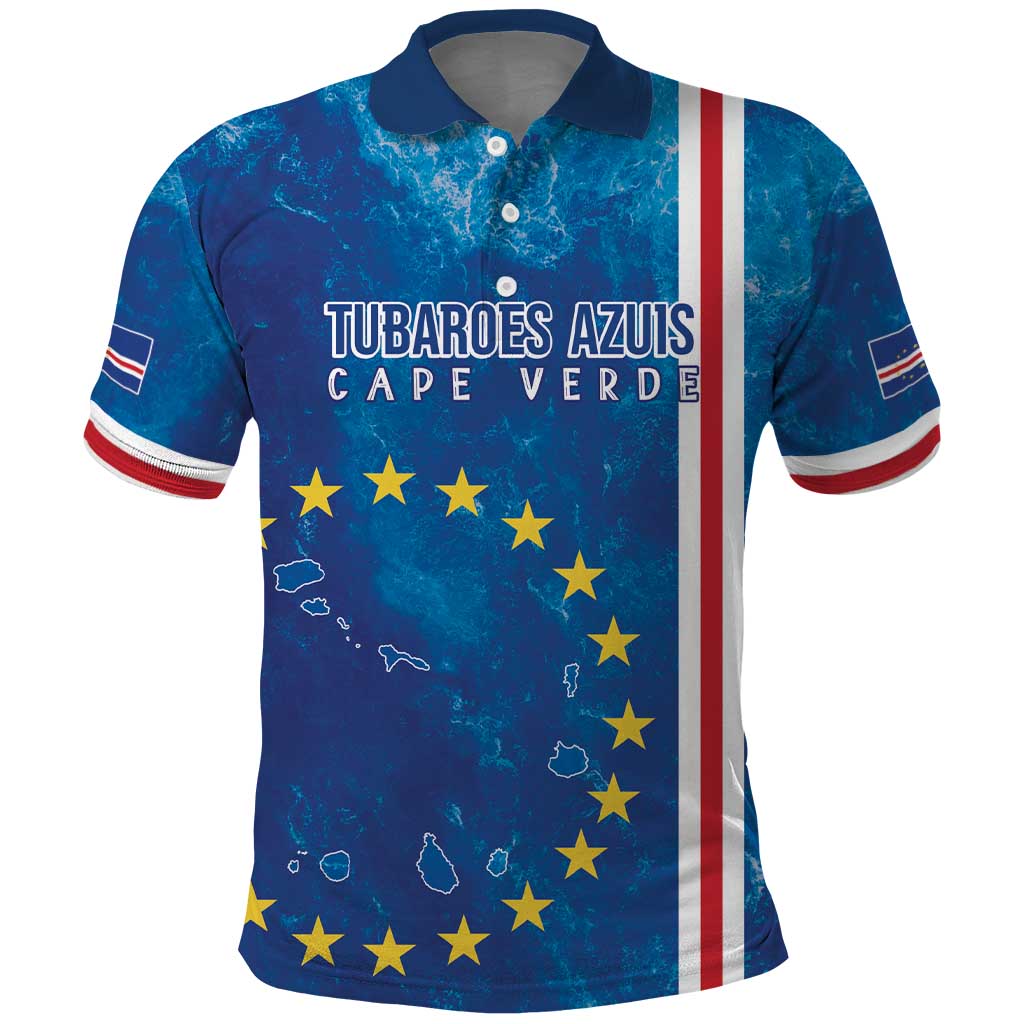 Cape Verde Tubaroes Azuis Custom Polo Shirt Break The Waves - African Pride