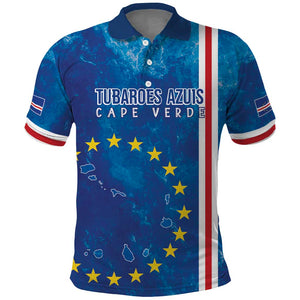 Cape Verde Tubaroes Azuis Custom Polo Shirt Break The Waves - African Pride