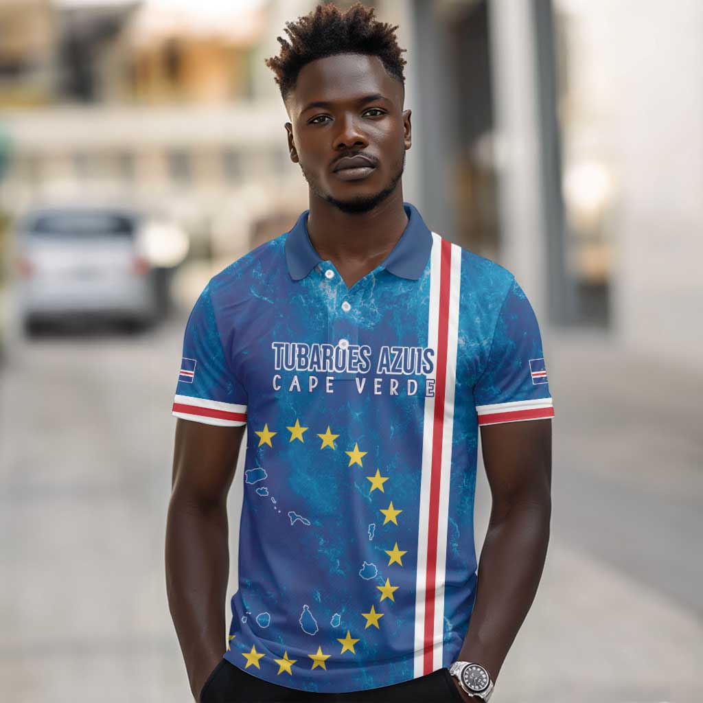Cape Verde Tubaroes Azuis Custom Polo Shirt Break The Waves - African Pride