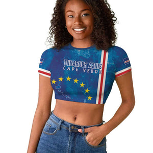 Cape Verde Tubaroes Azuis Custom Raglan Cropped T shirt Break The Waves - African Pride