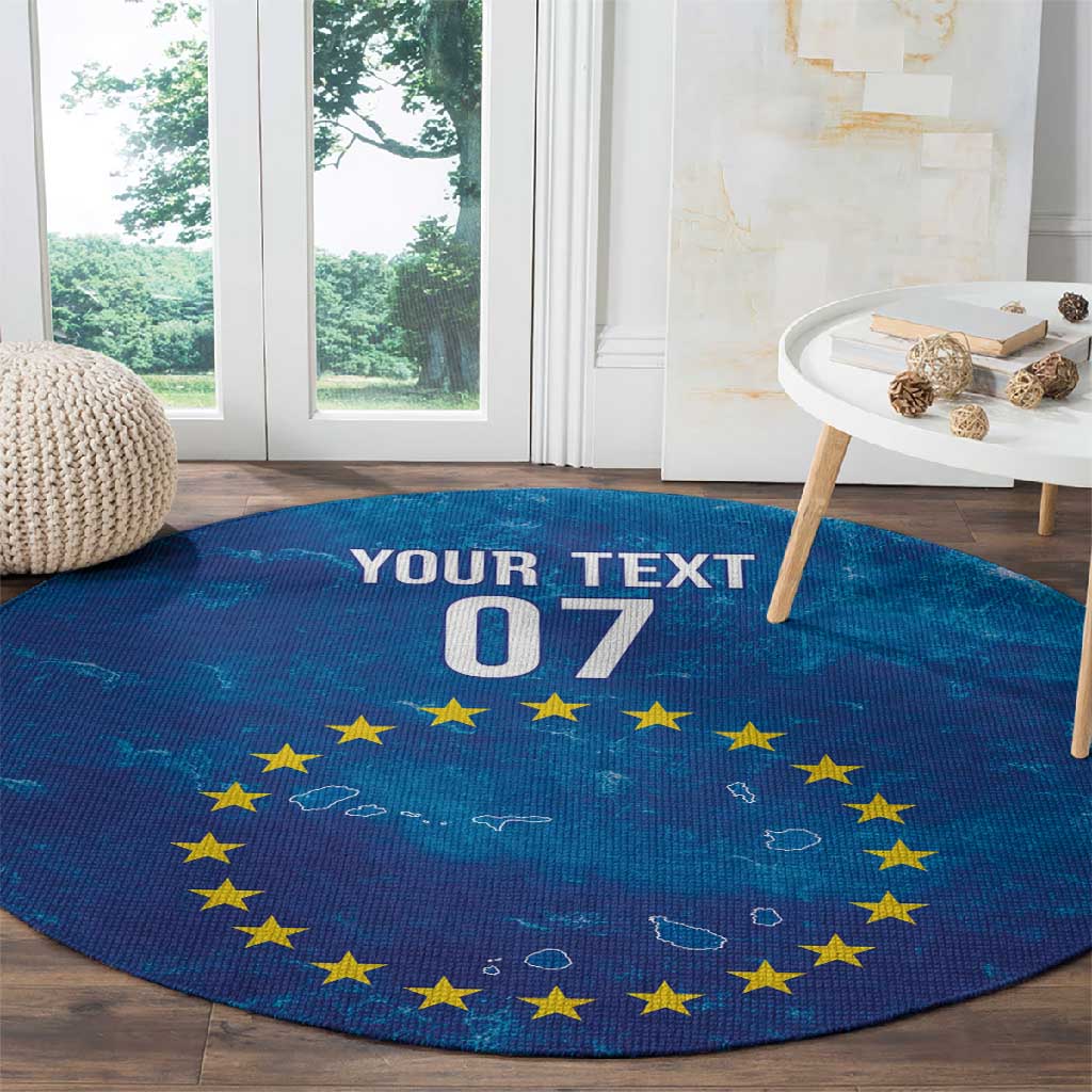 Cape Verde Tubaroes Azuis Custom Round Carpet Break The Waves - African Pride