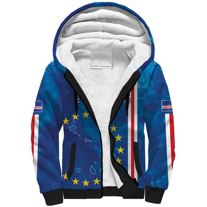 Cape Verde Tubaroes Azuis Custom Sherpa Hoodie Break The Waves - African Pride