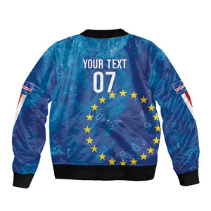 Cape Verde Tubaroes Azuis Custom Sleeve Zip Bomber Jacket Break The Waves - African Pride