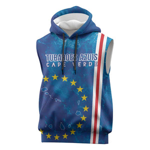 Cape Verde Tubaroes Azuis Custom Sleeveless Hoodie Break The Waves - African Pride