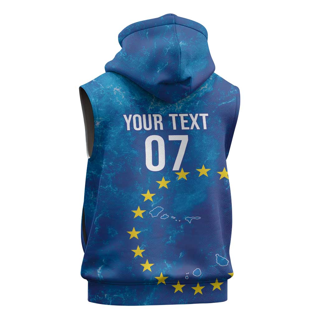 Cape Verde Tubaroes Azuis Custom Sleeveless Hoodie Break The Waves - African Pride