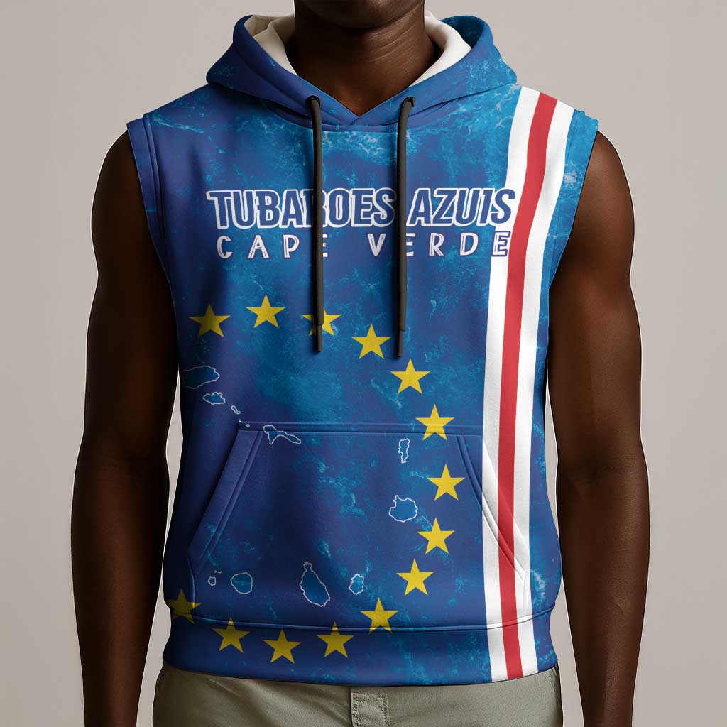 Cape Verde Tubaroes Azuis Custom Sleeveless Hoodie Break The Waves - African Pride
