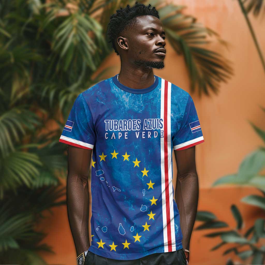 Cape Verde Tubaroes Azuis Custom T shirt Break The Waves - African Pride