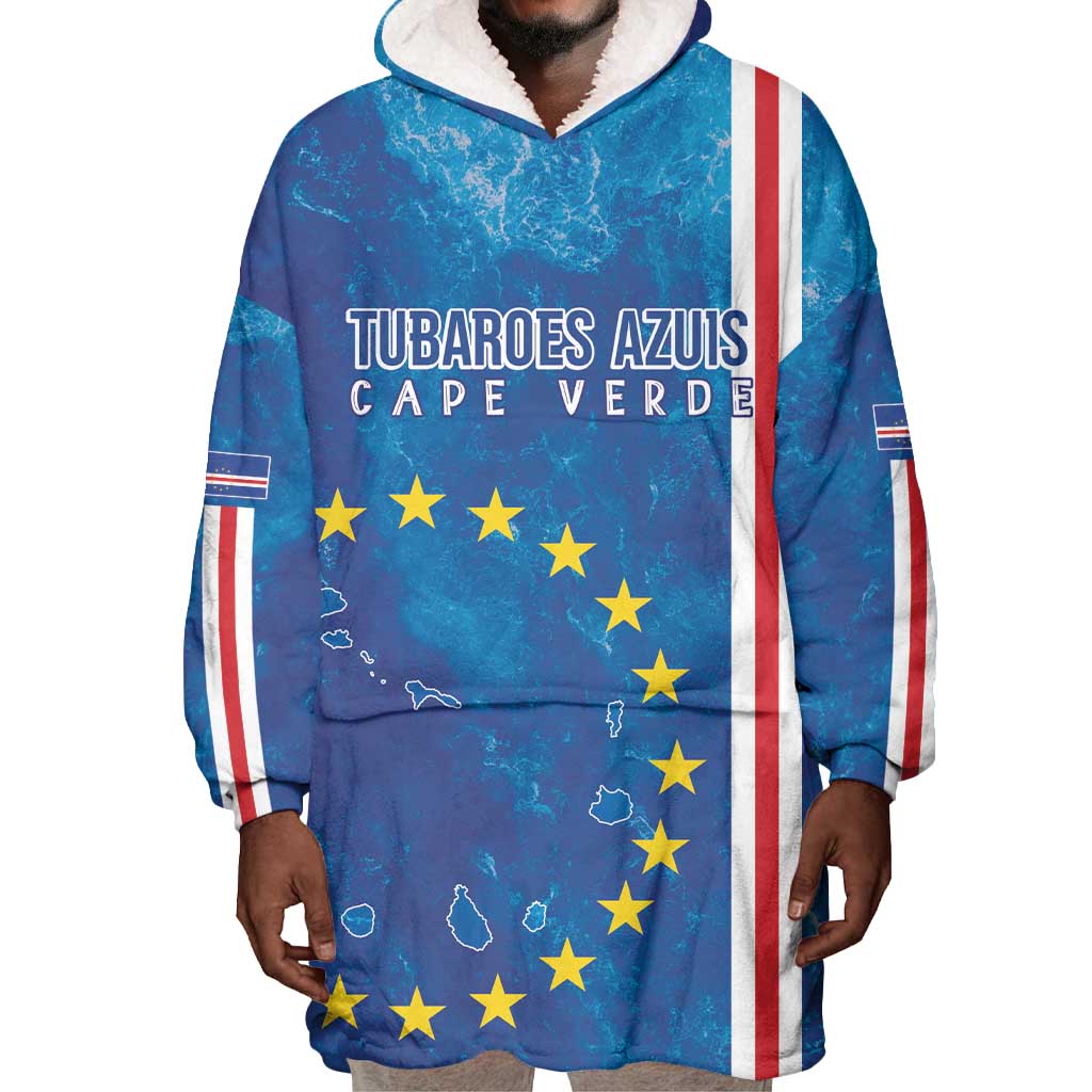 Cape Verde Tubaroes Azuis Custom Wearable Blanket Hoodie Break The Waves - African Pride