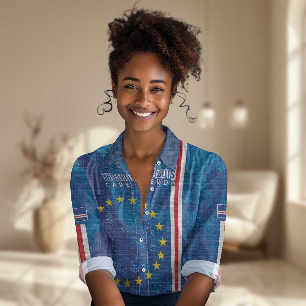 Cape Verde Tubaroes Azuis Custom Women Casual Shirt Break The Waves - African Pride