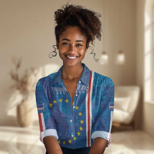 Cape Verde Tubaroes Azuis Custom Women Casual Shirt Break The Waves - African Pride