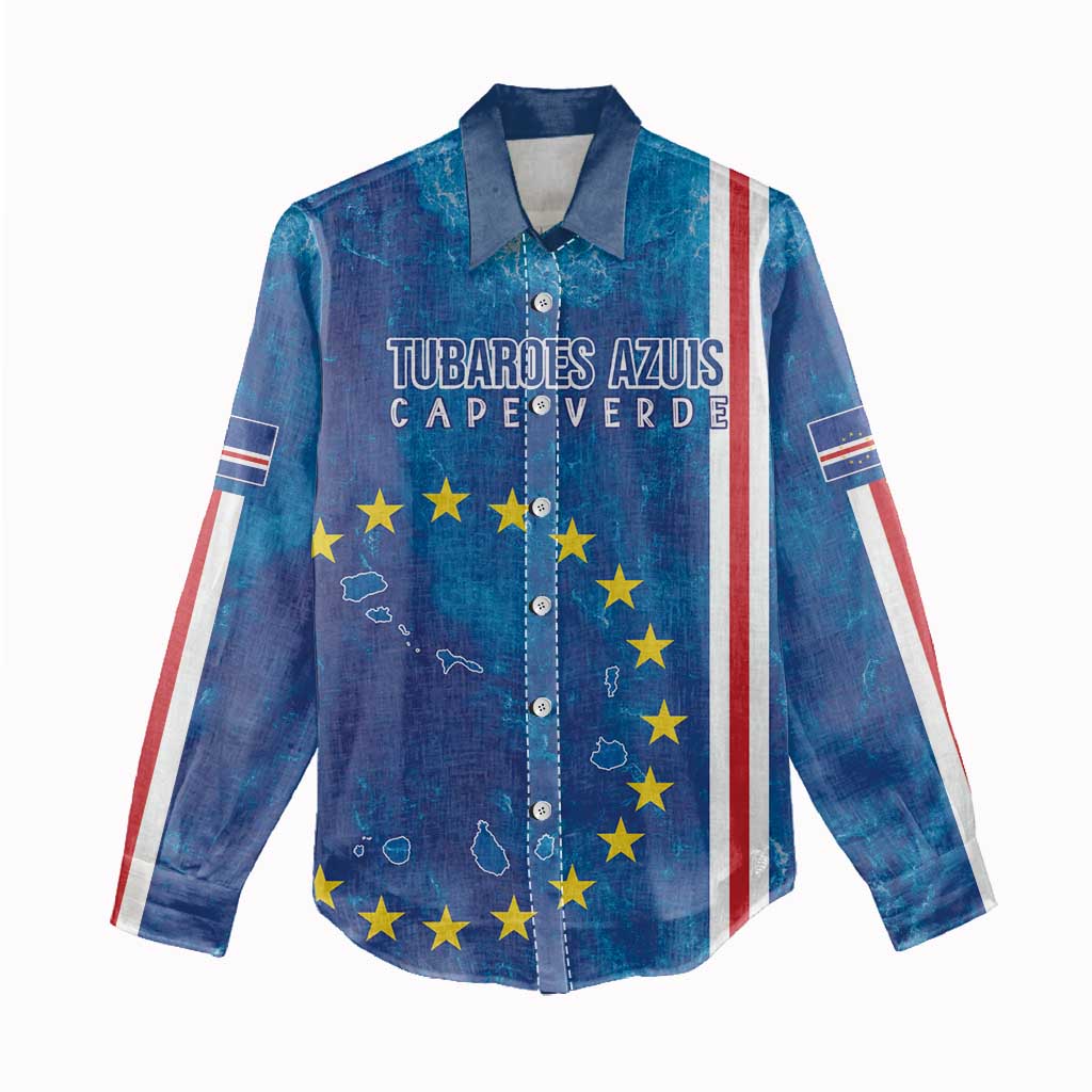 Cape Verde Tubaroes Azuis Custom Women Casual Shirt Break The Waves - African Pride