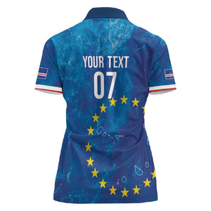 Cape Verde Tubaroes Azuis Custom Women Polo Shirt Break The Waves - African Pride