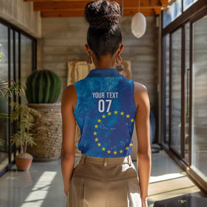 Cape Verde Tubaroes Azuis Custom Women Sleeveless Polo Shirt Break The Waves - African Pride