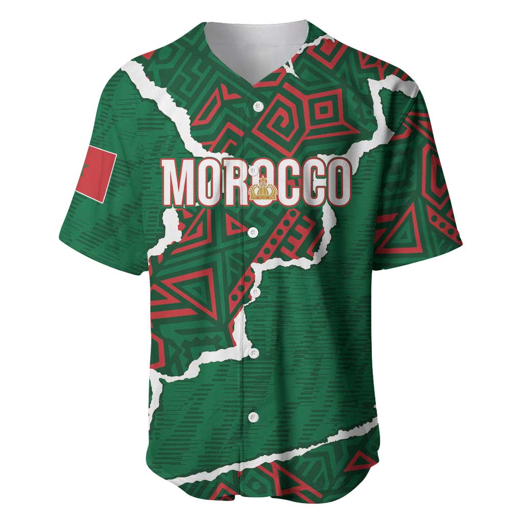 Morocco Football Custom Baseball Jersey Grunge Motifs
