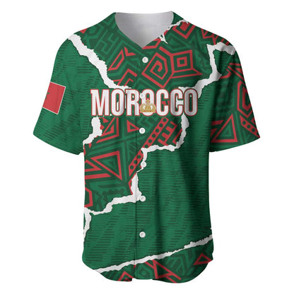 Morocco Football Custom Baseball Jersey Grunge Motifs