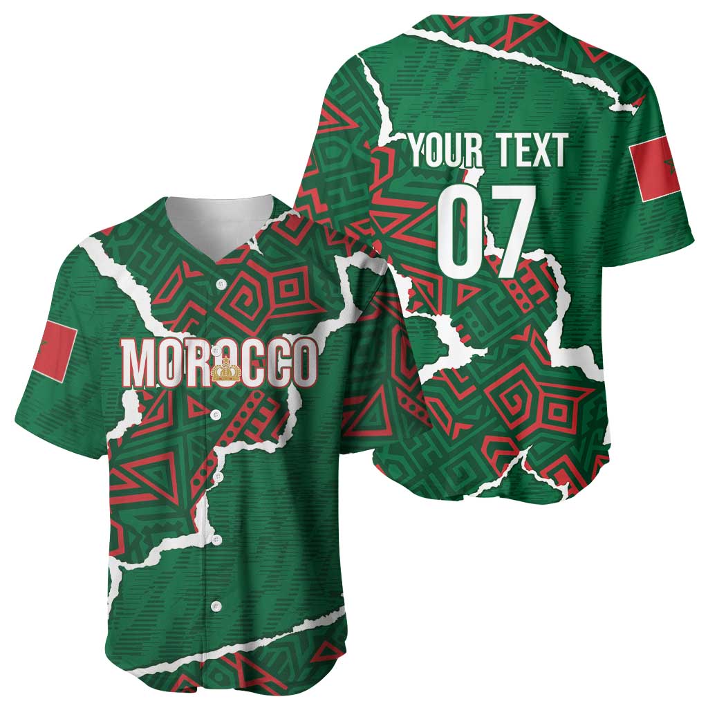 Morocco Football Custom Baseball Jersey Grunge Motifs