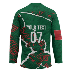 Morocco Football Custom Hockey Jersey Grunge Motifs
