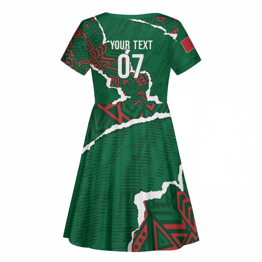 Morocco Football Custom Kid Short Sleeve Dress Grunge Motifs