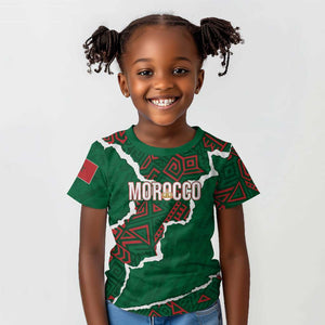Morocco Football Custom Kid T shirt Grunge Motifs