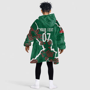 Morocco Football Custom Kid Wearable Blanket Hoodie Grunge Motifs