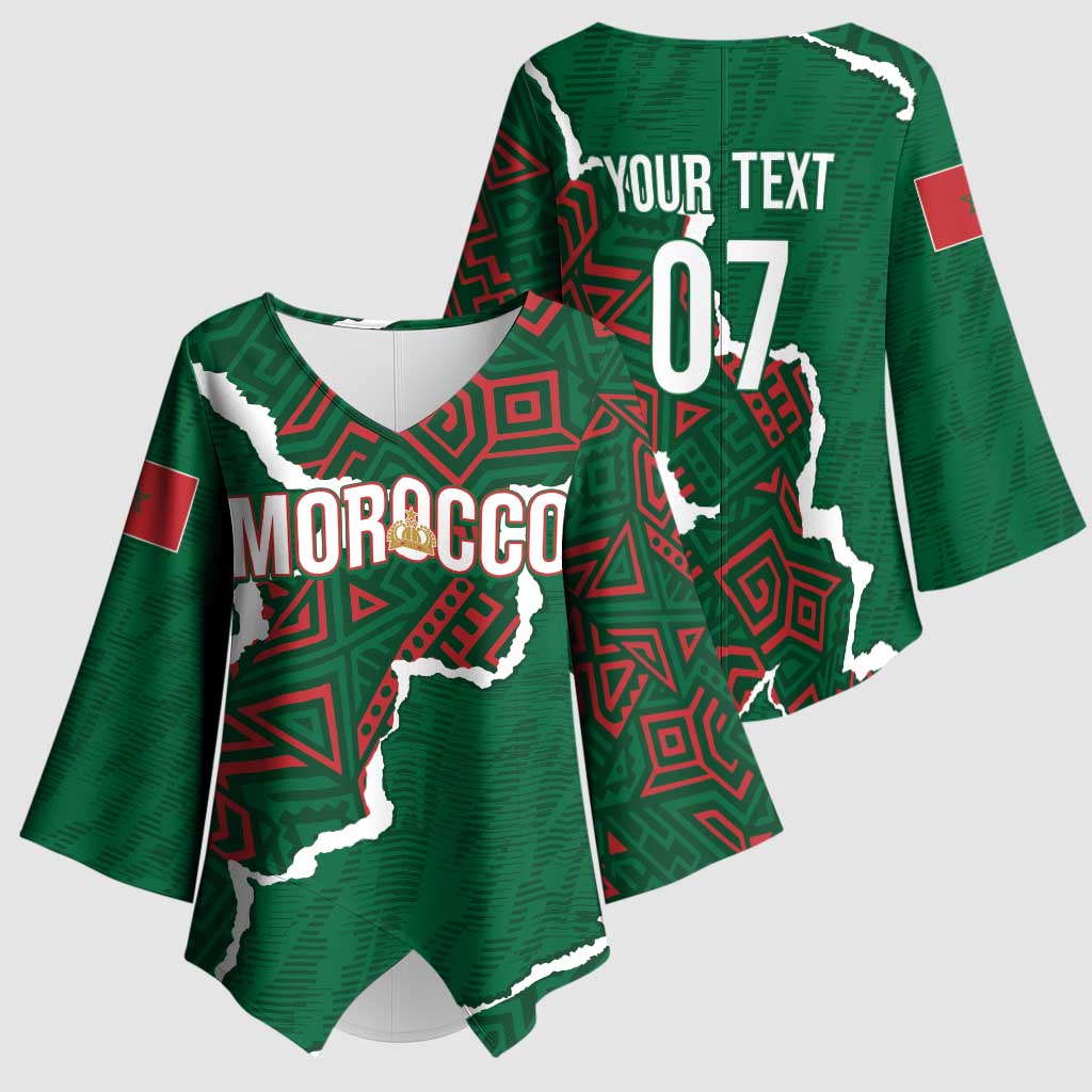 Morocco Football Custom Kimono Sleeve Blouse Grunge Motifs
