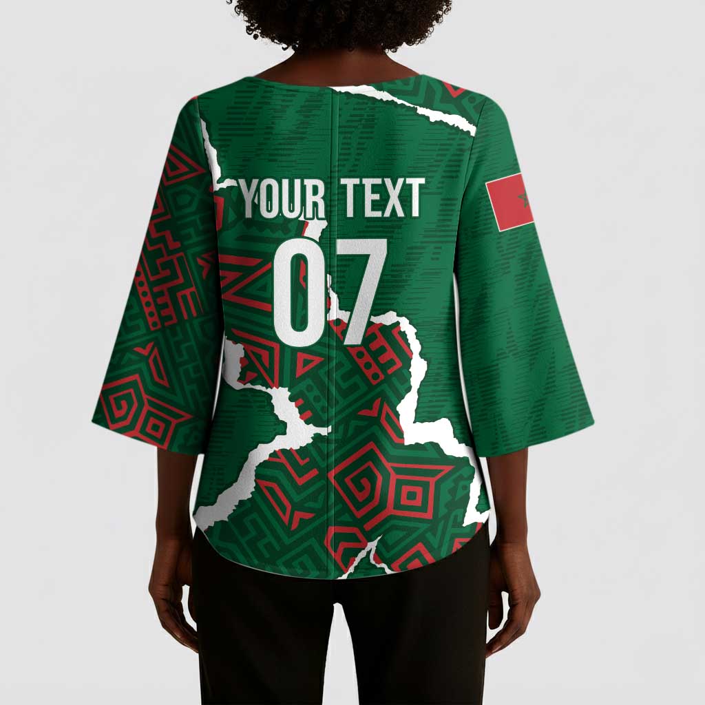 Morocco Football Custom Kimono Sleeve Blouse Grunge Motifs
