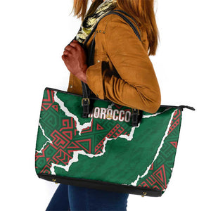 Morocco Football Leather Tote Bag Grunge Motifs