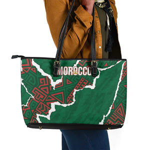 Morocco Football Leather Tote Bag Grunge Motifs