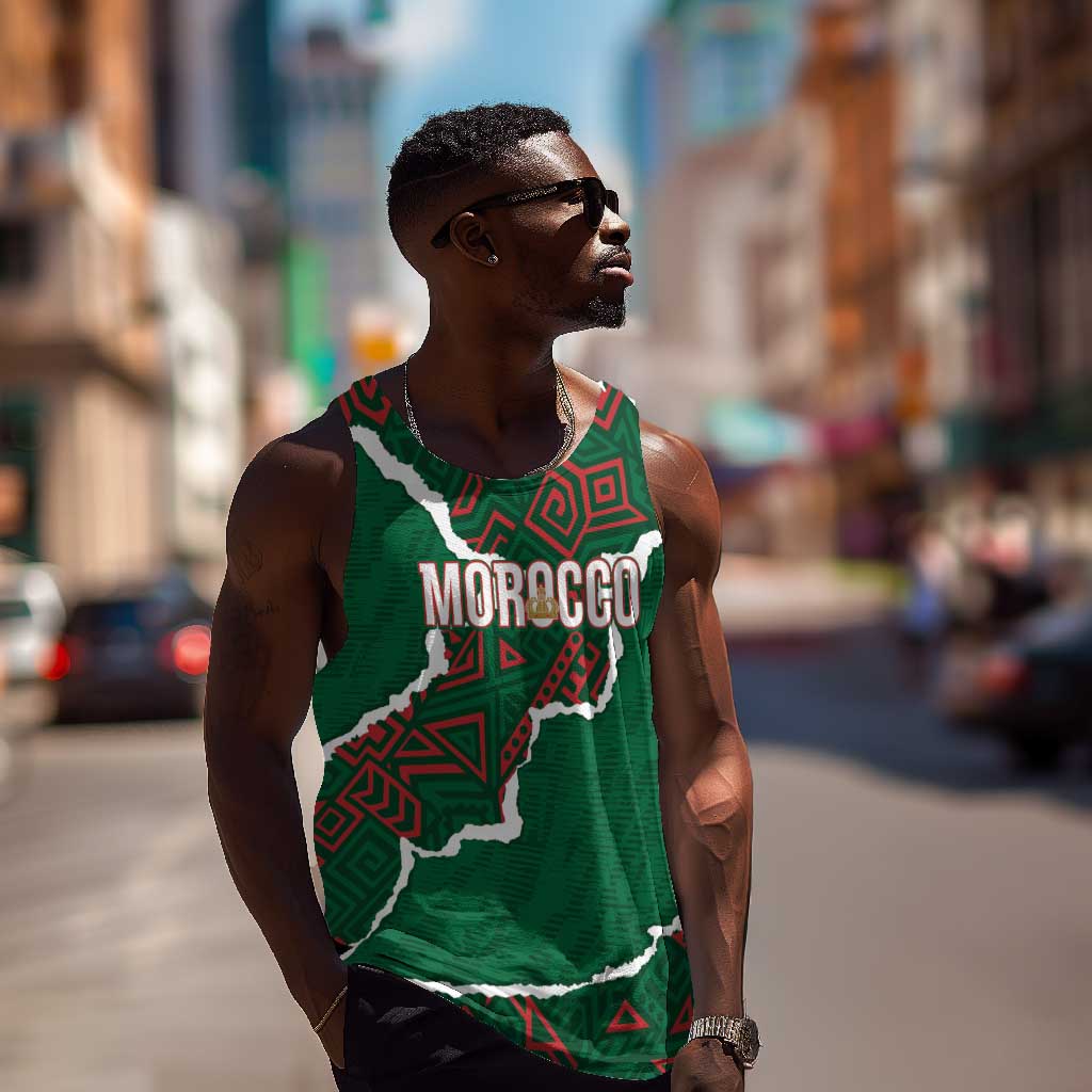 Morocco Football Custom Men Tank Top Grunge Motifs