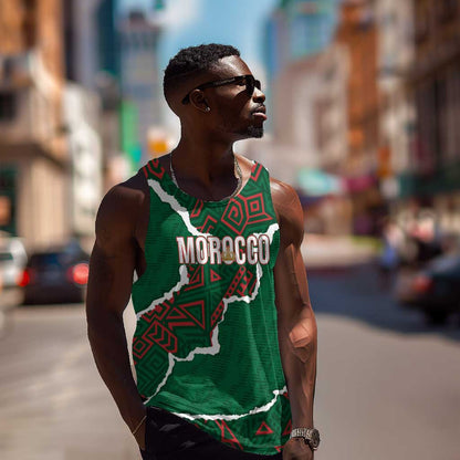 Morocco Football Custom Men Tank Top Grunge Motifs