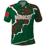 Morocco Football Custom Polo Shirt Grunge Motifs